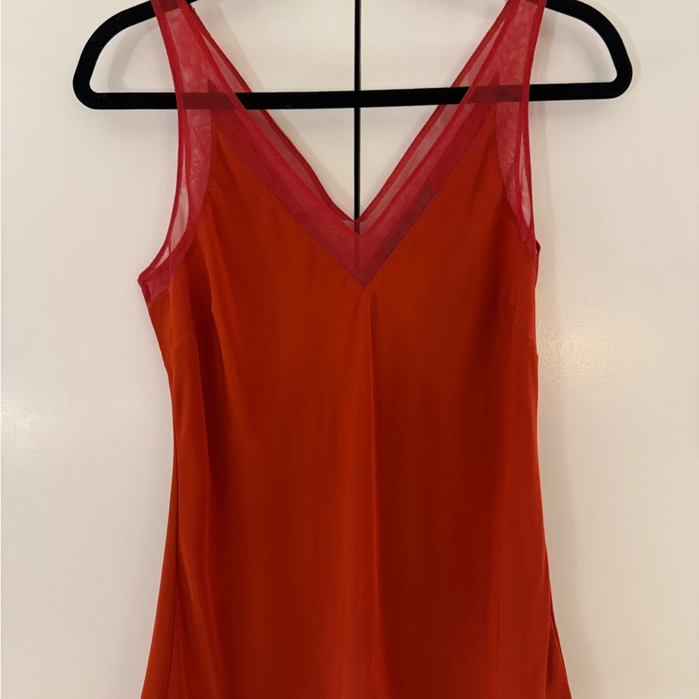 Ted Baker London Lilyane Mesh Trim V-neck Cami in Rust